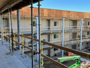 column installation looking from building